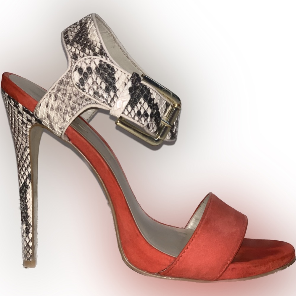 Aldo Orange and Snake Skin Heel Sandals